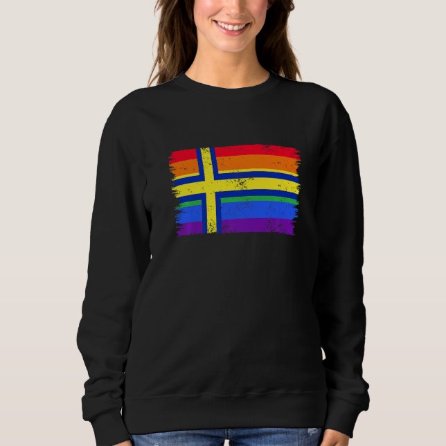Camiseta Lgbtq Rainbow Flag Of Sweden Swedish Gay Pride   (Frente)
