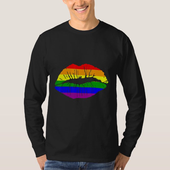 Camiseta LGBTQ Rainbow Lip Gay Pride 1 (Frente)