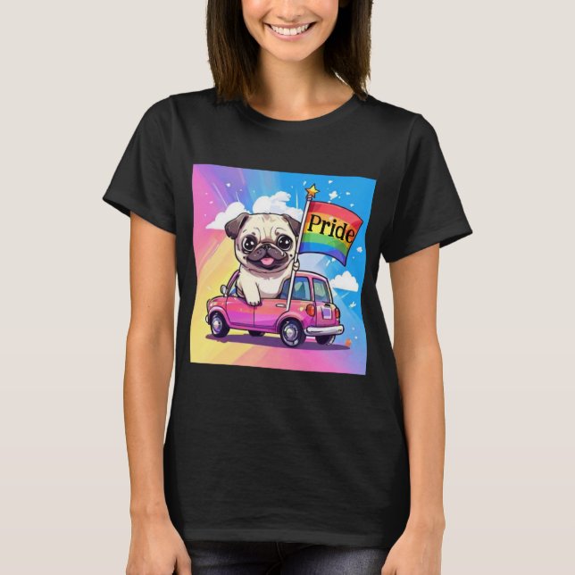 Camiseta LGBTQ Rainbow Prid Pug (Frente)