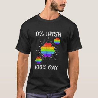 Camiseta LGBTQ Rainbow Shamrock 0 Irish 100 Gay 