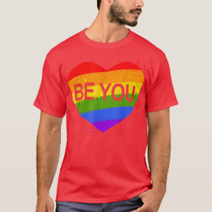 Camiseta LGBTQ Seja você Orgulho gay Coração LGBT Ally Rain