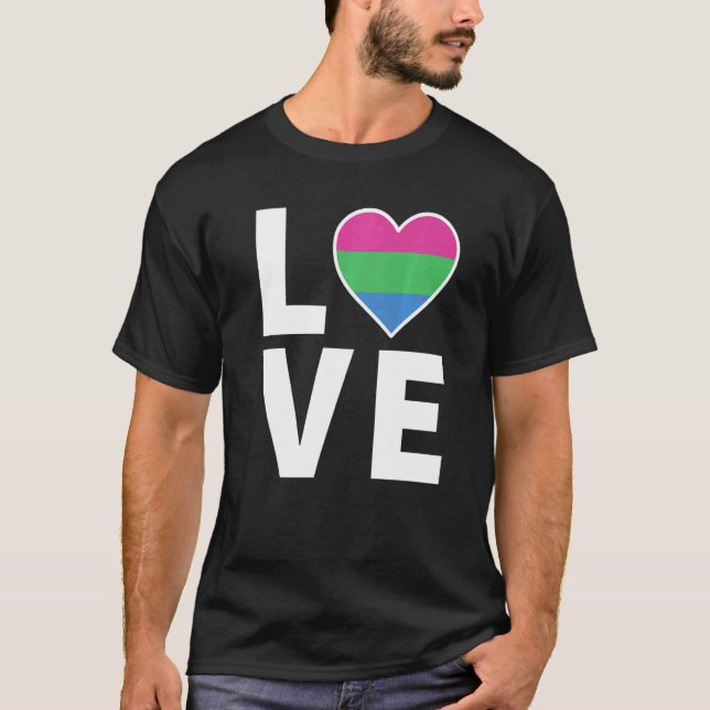 Camiseta Lgbtq Sinalizador Polisexual Heart Lgbtqia+ Love P (Frente)