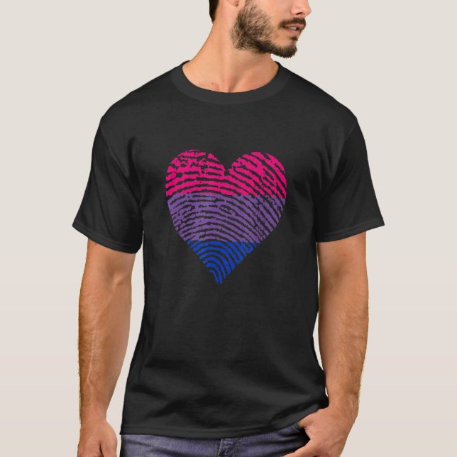 Camiseta LGBTQ Thumb Heart Bisexual Flag Bisexuality Pride  (Frente)