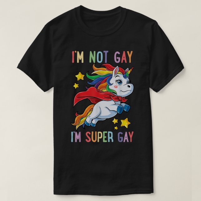 Camiseta LGBTQ Unicorn Super Orgulho gay LGBT Ally Rainbow  (Frente do Design)