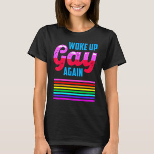 Camiseta LGBTQIA+ Acordou Gay Novamente Orgulho Bandeira Ar
