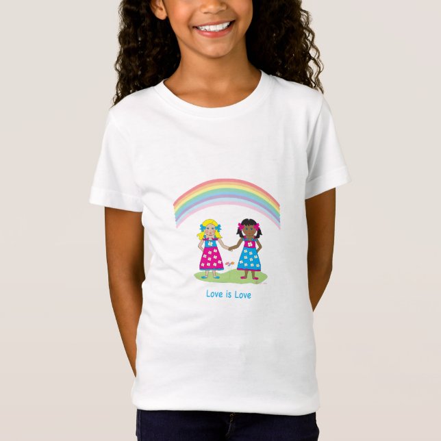 Camiseta LGBTQIA Love is LOVE Rainbow Hearde (Frente)