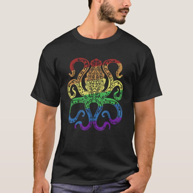 Camiseta LGBTQIA Octopus Pride Month for a Sea Diver (Frente)