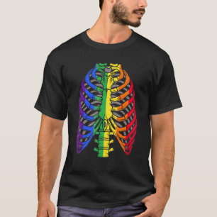Camiseta Lgtb Gay Sinalizador de Halloween Ribcage Orgulho