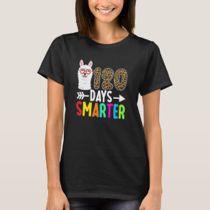 Camiseta Lhama 120 Dias Mais Esperto 120º Dia De Aula Leopa