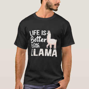 Camiseta Lhama alpaca A vida é melhor com ditado de lhama