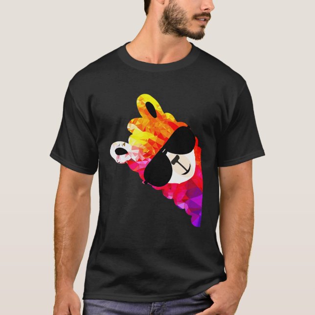 Camiseta Lhama Alpaca Diversão Arco-íris (Frente)