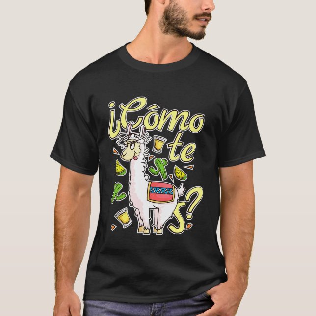 Camiseta Lhama Alpaca Piada Espanhola Como Te Chamas (Frente)