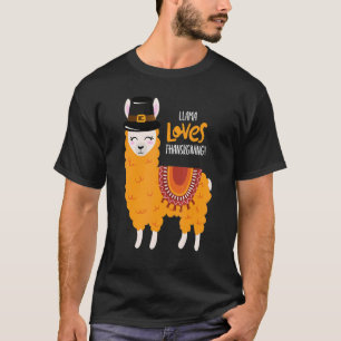 Camiseta Lhama Ama o Dia de Ação de Graças Lhama Peregrino