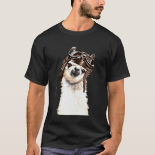 Camiseta Lhama Aviador Voador Sem Prob Lhama Piloto de Aviã