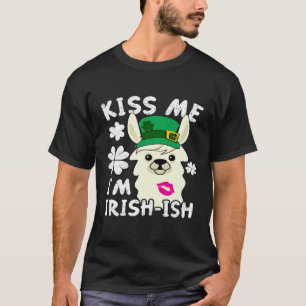 Camiseta Lhama Beije Me Eu Sou Irlandês ish Alpaca Dia de S