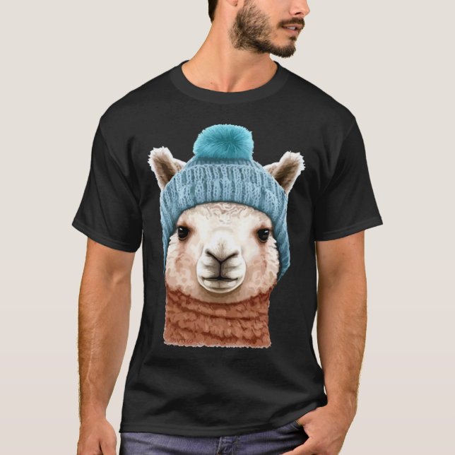 Camiseta Lhama com Beanie Personagem Pop Humor (Frente)
