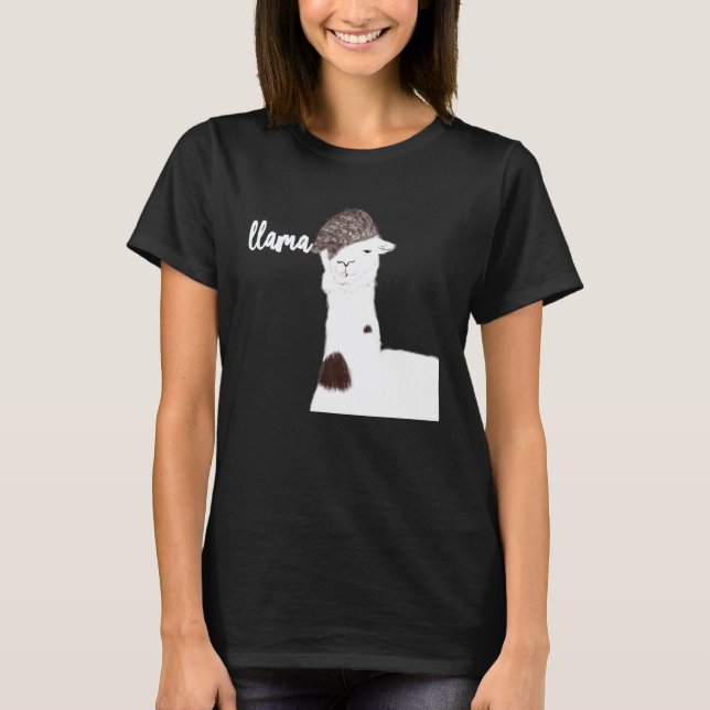 Camiseta Lhama Com Design de Cabelo Selvagem (Frente)