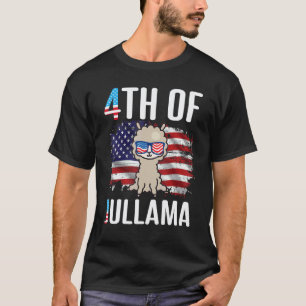 Camiseta Lhama Com Óculos Da Bandeira Dos EUA Feliz 4 De Ju