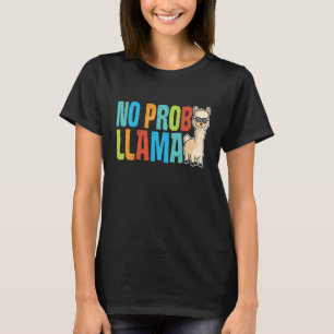 Camiseta Lhama Cute No Prob Arco-íris Animal Retro Vintage
