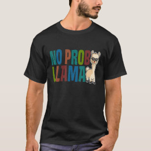 Camiseta Lhama Cute No Prob Arco-íris Animal Retro Vintage