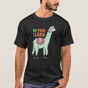 Camiseta Lhama Cute No Prob Arco-Íris Animal Retro Vintage