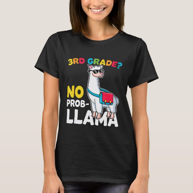 Camiseta Lhama da 3ª série sem problemas De volta às aulas  (Frente)