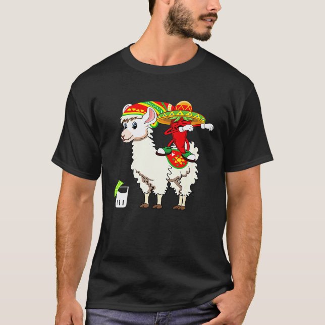 Camiseta Lhama Dabbing Pimenta Tequila México Festa (Frente)
