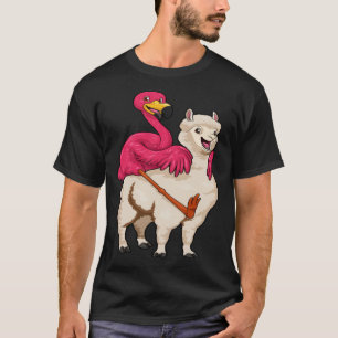 Camiseta Lhama de Cavalgada de Flamingo  Ave de Rebanho Lha