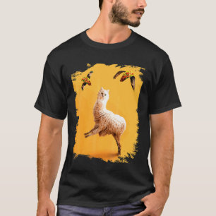 Camiseta Lhama de Gato Estranho com Taco Voador