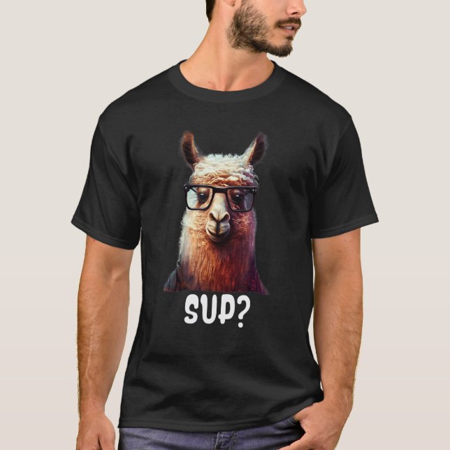Camiseta Lhama de óculos dizendo Alpaca (Frente)