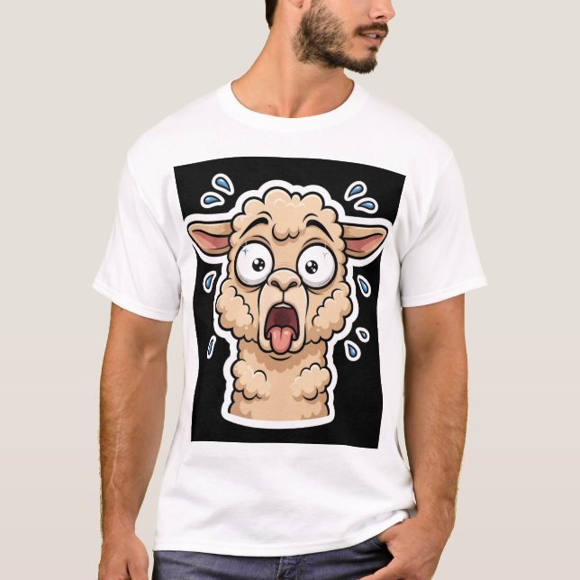 Camiseta Lhama Dramática Espantada Engraçada (Frente)