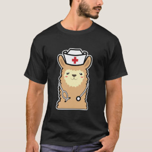 Camiseta Lhama Enfermeira Divertida Fofa Vida Mulheres Hosp