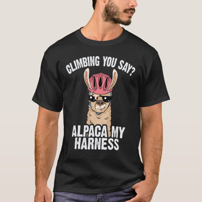 Camiseta Lhama Engraçada de Corda de Escalada de Rocha Fofa (Frente)