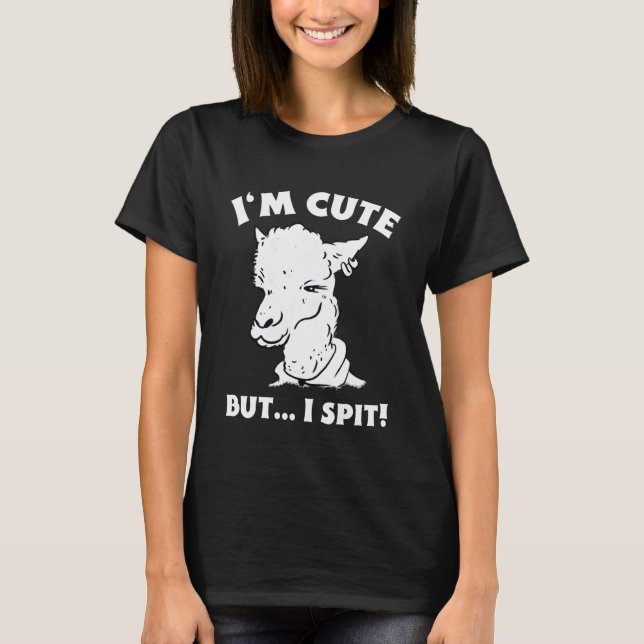 Camiseta Lhama Engraçada Eu Sou Fofa Mas Cuspo (Frente)