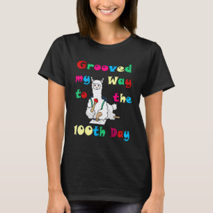 Camiseta Lhama Estudante Groovy Animal Fofo 100º Dias De Es