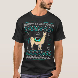 Camiseta Lhama Feliz Llamakkah Menorá Hanukkah Natal Feio C