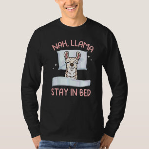 Camiseta Lhama Fica Na Cama  Lhama Preguiçosa Animal Fofo
