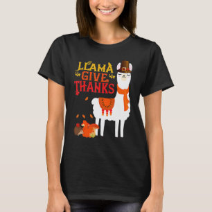 Camiseta Lhama Fofa Agradece Lhama Peregrino Dia de Ação d