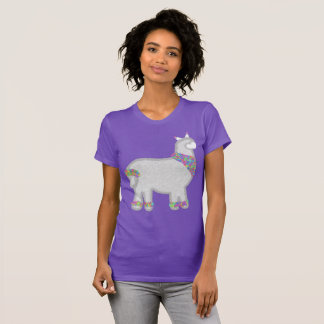 Camiseta Lhama fofa com flores de aniversário
