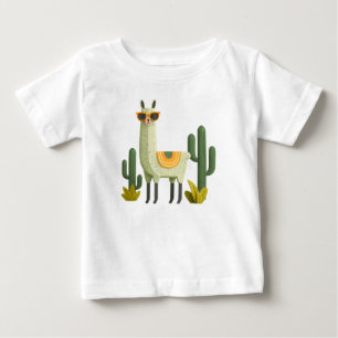 Camiseta Lhama Fofa com Óculos de Sol – Roupas Legais para