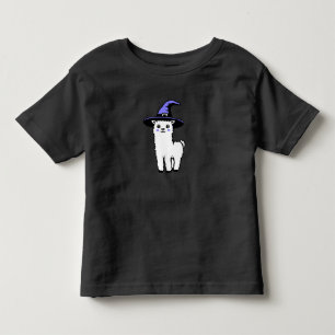 Camiseta Lhama Fofa de Halloween Vestindo Bruxa Roxa