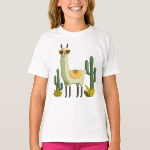 Camiseta Lhama Fofa de Óculos de Sol – Roupas Legais para C