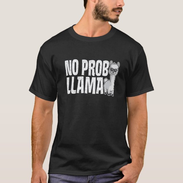 Camiseta Lhama Fofa Sem Problema Arco-Íris Animal Retro Vin (Frente)
