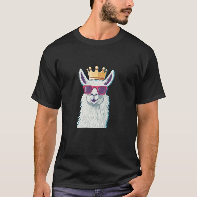 Camiseta Lhama Humorística com Coroa para Amantes da Divers (Frente)