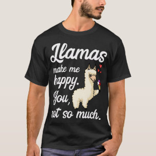 Camiseta Lhama Me Faz Feliz Você Não Tanto