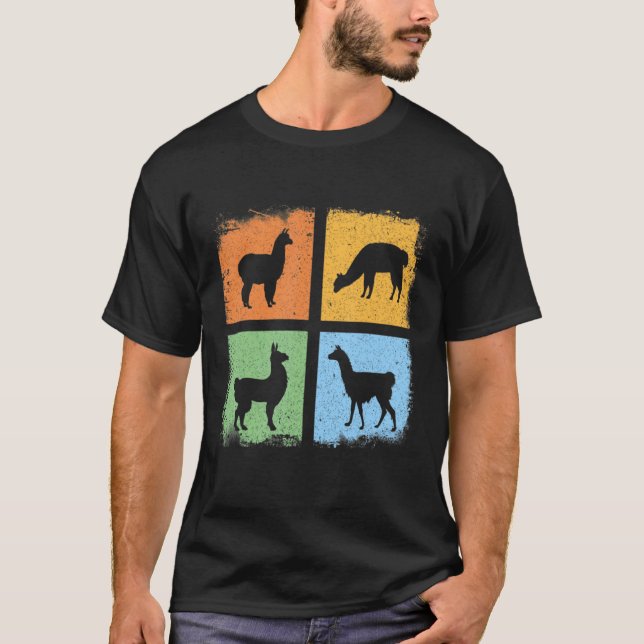 Camiseta Lhama  Moda estilo retrô vintage Alpaca (Frente)