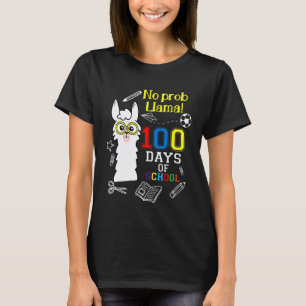 Camiseta Lhama Nerdy Fofo Sem Problemas 100 Dias De Escola