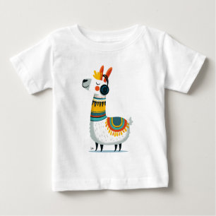 Camiseta Lhama Ouvindo Música – Animal Fofo para Crianças