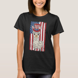 Camiseta Lhama Patriótica 4 de Julho Para Homens Mulheres A