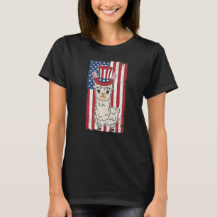 Camiseta Lhama Patriótica 4 de Julho Para Homens Mulheres A